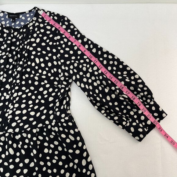 Who What Wear Bishop 3/4 Sleeve Polka Dot Dress Flowy Ruffle Women's Size Medium - Picture 10 of 11